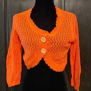 Cato cropped orange sweater cardigan. Size small